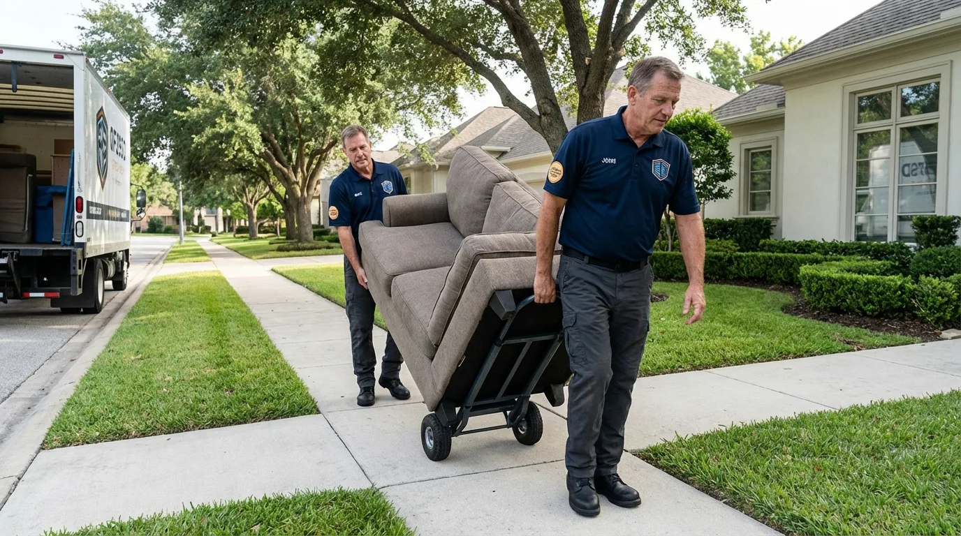 Local residential moving crew loading furniture in Hampton, NJ